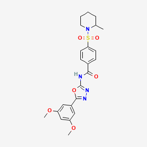 N-[5-(3,5-dimethoxyphenyl)-1,3,4-oxadiazol-2-yl]-4-(2-methylpiperidin-1-yl)sulfonylbenzamide
