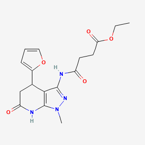 molecular formula C17H20N4O5 B2744635 乙酸4-((4-(呋喃-2-基)-1-甲基-6-氧代-4,5,6,7-四氢-1H-吡唑并[3,4-b]吡啶-3-基)氨基)-4-氧代丁酸乙酯 CAS No. 1203342-57-7