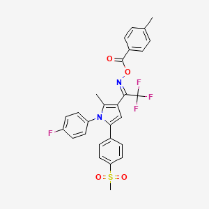 molecular formula C28H22F4N2O4S B2744638 [(Z)-[2,2,2-trifluoro-1-[1-(4-fluorophenyl)-2-methyl-5-(4-methylsulfonylphenyl)pyrrol-3-yl]ethylidene]amino] 4-methylbenzoate CAS No. 860787-99-1