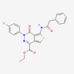 molecular formula C23H18FN3O4S B2744654 Ethyl 3-(4-fluorophenyl)-4-oxo-5-[(2-phenylacetyl)amino]thieno[3,4-d]pyridazine-1-carboxylate CAS No. 851949-71-8