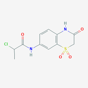 molecular formula C11H11ClN2O4S B2744655 2-Chloro-N-(1,1,3-trioxo-4H-1lambda6,4-benzothiazin-7-yl)propanamide CAS No. 2411219-37-7