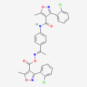 molecular formula C30H22Cl2N4O5 B2744657 (E)-(1-{4-[3-(2-氯苯基)-5-甲基-1,2-噁唑-4-氨基]苯基}乙烯基)氨基 3-(2-氯苯基)-5-甲基-1,2-噁唑-4-羧酸乙酯 CAS No. 937604-54-1