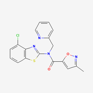 molecular formula C18H13ClN4O2S B2744659 N-(4-chlorobenzo[d]thiazol-2-yl)-3-methyl-N-(pyridin-2-ylmethyl)isoxazole-5-carboxamide CAS No. 946228-47-3