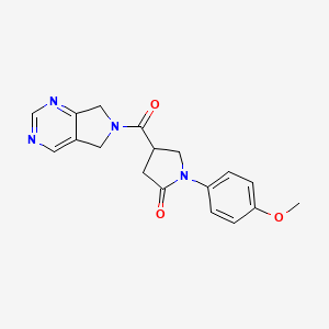molecular formula C18H18N4O3 B2744679 4-(6,7-dihydro-5H-pyrrolo[3,4-d]pyrimidine-6-carbonyl)-1-(4-methoxyphenyl)pyrrolidin-2-one CAS No. 1448036-22-3
