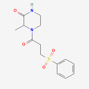 molecular formula C14H18N2O4S B2744687 3-甲基-4-(3-(苯基磺酰)丙酰基)哌嗪-2-酮 CAS No. 1097835-48-7