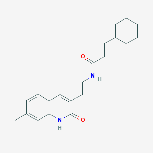 molecular formula C22H30N2O2 B2744691 3-cyclohexyl-N-(2-(7,8-dimethyl-2-oxo-1,2-dihydroquinolin-3-yl)ethyl)propanamide CAS No. 851407-90-4