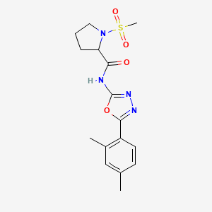 molecular formula C16H20N4O4S B2744694 N-(5-(2,4-dimethylphenyl)-1,3,4-oxadiazol-2-yl)-1-(methylsulfonyl)pyrrolidine-2-carboxamide CAS No. 1188363-06-5