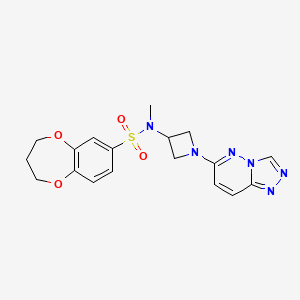 molecular formula C18H20N6O4S B2744699 N-(1-([1,2,4]triazolo[4,3-b]pyridazin-6-yl)azetidin-3-yl)-N-methyl-3,4-dihydro-2H-benzo[b][1,4]dioxepine-7-sulfonamide CAS No. 2309600-82-4