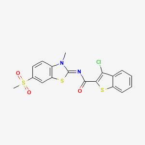 molecular formula C18H13ClN2O3S3 B2744715 (Z)-3-chloro-N-(3-methyl-6-(methylsulfonyl)benzo[d]thiazol-2(3H)-ylidene)benzo[b]thiophene-2-carboxamide CAS No. 683238-01-9