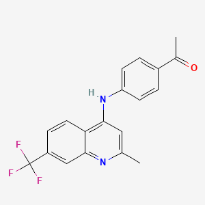 molecular formula C19H15F3N2O B2744718 1-(4-((2-Methyl-7-(trifluoromethyl)quinolin-4-yl)amino)phenyl)ethanone CAS No. 881939-34-0