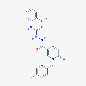 molecular formula C22H22N4O4 B2744724 N-(2-甲氧基苯基)-2-(1-(4-甲基苯基甲基)-6-氧代-1,6-二氢吡啶-3-甲酰基)肼基甲羧酰胺 CAS No. 1105206-82-3