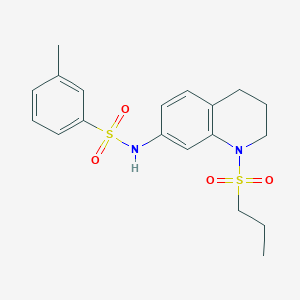 molecular formula C19H24N2O4S2 B2744725 3-methyl-N-(1-(propylsulfonyl)-1,2,3,4-tetrahydroquinolin-7-yl)benzenesulfonamide CAS No. 1021117-32-7
