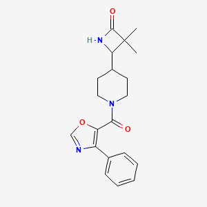 molecular formula C20H23N3O3 B2744740 3,3-Dimethyl-4-[1-(4-phenyl-1,3-oxazole-5-carbonyl)piperidin-4-yl]azetidin-2-one CAS No. 2223972-96-9