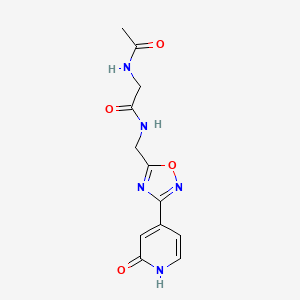 molecular formula C12H13N5O4 B2744750 2-乙酰氨基-N-((3-(2-氧代-1,2-二氢吡啶-4-基)-1,2,4-噁二唑-5-基)甲基)乙酰胺 CAS No. 1904185-47-2