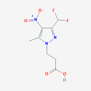 molecular formula C8H9F2N3O4 B2744758 3-[3-(Difluoromethyl)-5-methyl-4-nitropyrazol-1-yl]propanoic acid CAS No. 1946813-08-6