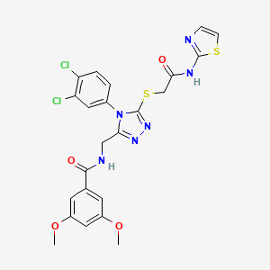 molecular formula C23H20Cl2N6O4S2 B2744759 N-((4-(3,4-dichlorophenyl)-5-((2-oxo-2-(thiazol-2-ylamino)ethyl)thio)-4H-1,2,4-triazol-3-yl)methyl)-3,5-dimethoxybenzamide CAS No. 391942-26-0