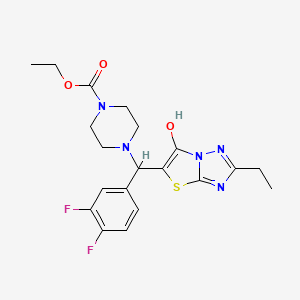 molecular formula C20H23F2N5O3S B2744761 Ethyl 4-((3,4-difluorophenyl)(2-ethyl-6-hydroxythiazolo[3,2-b][1,2,4]triazol-5-yl)methyl)piperazine-1-carboxylate CAS No. 886913-63-9