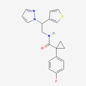 molecular formula C19H18FN3OS B2744765 N-(2-(1H-pyrazol-1-yl)-2-(thiophen-3-yl)ethyl)-1-(4-fluorophenyl)cyclopropanecarboxamide CAS No. 2034340-63-9