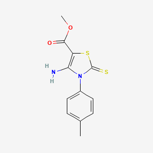molecular formula C12H12N2O2S2 B2744771 甲酸4-氨基-3-(4-甲基苯基)-2-硫代-1,3-噻唑-5-基甲酸酯 CAS No. 688337-82-8