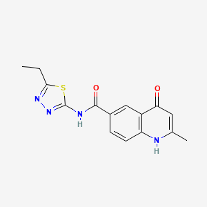 molecular formula C15H14N4O2S B2744784 N-[(2E)-5-乙基-1,3,4-噻二唑-2(3H)-基亚甲基]-4-羟基-2-甲基喹啉-6-基甲酰胺 CAS No. 951974-80-4