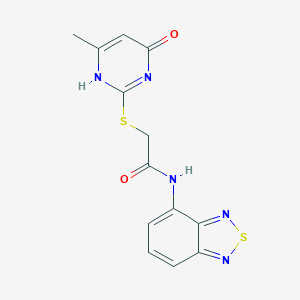 molecular formula C13H11N5O2S2 B274479 N-(2,1,3-benzothiadiazol-4-yl)-2-[(6-methyl-4-oxo-1H-pyrimidin-2-yl)sulfanyl]acetamide 