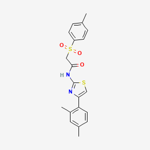 molecular formula C20H20N2O3S2 B2744790 N-(4-(2,4-二甲基苯基)噻唑-2-基)-2-对甲苯磺酰基乙酰胺 CAS No. 895444-04-9
