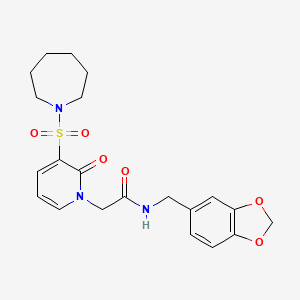 molecular formula C21H25N3O6S B2744796 2-(3-(氮杂辛烷-1-基磺酰)-2-氧代吡啶-1(2H)-基)-N-(苯并[d][1,3]二噁嗪-5-基甲基)乙酰胺 CAS No. 1251670-96-8