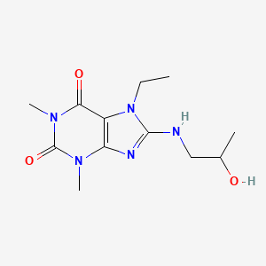 molecular formula C12H19N5O3 B2744805 7-乙基-8-((2-羟基丙基)氨基)-1,3-二甲基-1H-嘧啶-2,6(3H,7H)-二酮 CAS No. 1105244-08-3