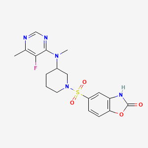 molecular formula C18H20FN5O4S B2744816 5-[3-[(5-Fluoro-6-methylpyrimidin-4-yl)-methylamino]piperidin-1-yl]sulfonyl-3H-1,3-benzoxazol-2-one CAS No. 2415513-16-3