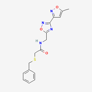 B2744818 2-(benzylthio)-N-((3-(5-methylisoxazol-3-yl)-1,2,4-oxadiazol-5-yl)methyl)acetamide CAS No. 2034321-19-0