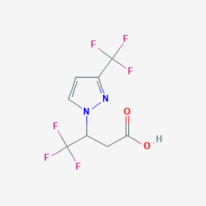 molecular formula C8H6F6N2O2 B2744833 4,4,4-Trifluoro-3-[3-(trifluoromethyl)pyrazol-1-yl]butanoic acid CAS No. 1405683-11-5