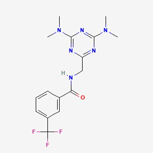 molecular formula C16H19F3N6O B2744837 N-((4,6-bis(dimethylamino)-1,3,5-triazin-2-yl)methyl)-3-(trifluoromethyl)benzamide CAS No. 2034572-15-9