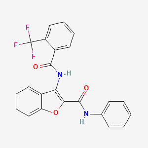 molecular formula C23H15F3N2O3 B2744841 N-苯基-3-(2-(三氟甲基)苯甲酰氨基)苯并呋喃-2-甲酰胺 CAS No. 862829-73-0