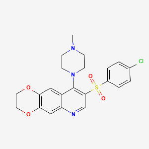 molecular formula C22H22ClN3O4S B2744842 1-[8-(4-氯苯磺酰)-2H,3H-[1,4]二噁烷[2,3-g]喹啉-9-基]-4-甲基哌嗪 CAS No. 866895-36-5