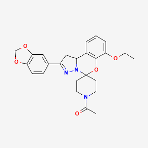 molecular formula C25H27N3O5 B2744847 1-(2-(苯并[d][1,3]二噁烷-5-基)-7-乙氧基-1,10b-二氢螺[苯并[e]吡唑并[1,5-c][1,3]噁嗪-5,4'-哌啶]-1'-基)乙酮 CAS No. 899727-96-9