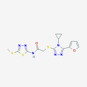 2-{[4-cyclopropyl-5-(furan-2-yl)-4H-1,2,4-triazol-3-yl]sulfanyl}-N-[5-(methylsulfanyl)-1,3,4-thiadiazol-2-yl]acetamide