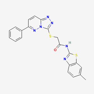 molecular formula C21H16N6OS2 B2744850 N-(6-甲基苯并[d]噻唑-2-基)-2-((6-苯基-[1,2,4]三唑并[4,3-b]吡啶-3-基)硫)乙酰胺 CAS No. 891117-92-3