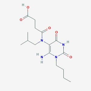 molecular formula C16H26N4O5 B2744858 3-[(6-氨基-1-丁基-2,4-二氧代-1,2,3,4-四氢嘧啶-5-基)(2-甲基丙基)氨基]丙酸 CAS No. 743444-81-7