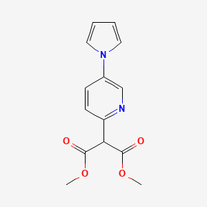 molecular formula C14H14N2O4 B2744863 二甲基 2-[5-(1H-吡咯-1-基)-2-吡啶基]丙二酸酯 CAS No. 860788-95-0