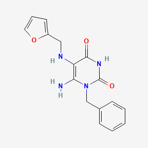 B2744866 6-Amino-1-benzyl-5-[(furan-2-ylmethyl)amino]-1,2,3,4-tetrahydropyrimidine-2,4-dione CAS No. 726165-23-7