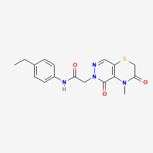 molecular formula C17H18N4O3S B2744881 4-(4-{[1-(3-氯苯甲酰)吡咯啉-2-基]甲氧基}苯甲酰)吗啉 CAS No. 1251585-21-3