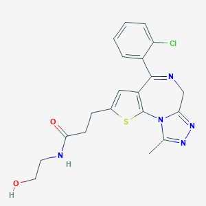 molecular formula C20H20ClN5O2S B027449 6H-Thieno(3,2-f)(1,2,4)triazolo(4,3-a)(1,4)diazepine-2-propanamide, 4-(2-chlorophenyl)-N-(2-hydroxyethyl)-9-methyl- CAS No. 105219-71-4