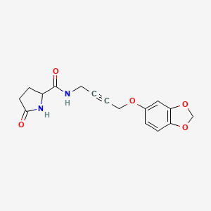 molecular formula C16H16N2O5 B2744900 N-(4-(benzo[d][1,3]dioxol-5-yloxy)but-2-yn-1-yl)-5-oxopyrrolidine-2-carboxamide CAS No. 1448026-89-8