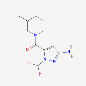 molecular formula C11H16F2N4O B2744910 [5-Amino-2-(difluoromethyl)pyrazol-3-yl]-(3-methylpiperidin-1-yl)methanone CAS No. 2226034-30-4