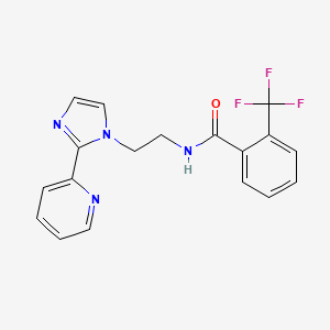 B2744938 N-(2-(2-(pyridin-2-yl)-1H-imidazol-1-yl)ethyl)-2-(trifluoromethyl)benzamide CAS No. 2034505-37-6