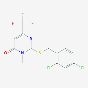 molecular formula C13H9Cl2F3N2OS B2744943 2-[(2,4-二氯苄基)硫基]-3-甲基-6-(三氟甲基)-4(3H)-嘧啶酮 CAS No. 339101-49-4