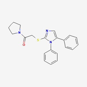 molecular formula C21H21N3OS B2744950 2-((1,5-diphenyl-1H-imidazol-2-yl)thio)-1-(pyrrolidin-1-yl)ethanone CAS No. 1207036-83-6