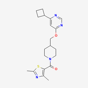 molecular formula C20H26N4O2S B2744953 (4-(((6-Cyclobutylpyrimidin-4-yl)oxy)methyl)piperidin-1-yl)(2,4-dimethylthiazol-5-yl)methanone CAS No. 2320504-41-2