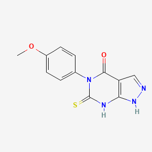 molecular formula C12H10N4O2S B2744954 5-(4-Methoxyphenyl)-6-sulfanylidene-1,2-dihydropyrazolo[3,4-d]pyrimidin-4-one CAS No. 724702-72-1
