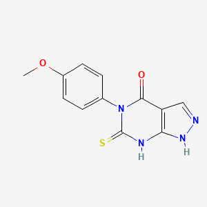 molecular formula C12H10N4O2S B2744954 5-(4-methoxyphenyl)-6-thioxo-1,5,6,7-tetrahydro-4H-pyrazolo[3,4-d]pyrimidin-4-one CAS No. 724702-72-1